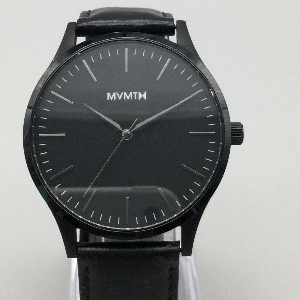 MVMT 40 Series Watch Men 40mm Black Stainless Leather Band New Battery